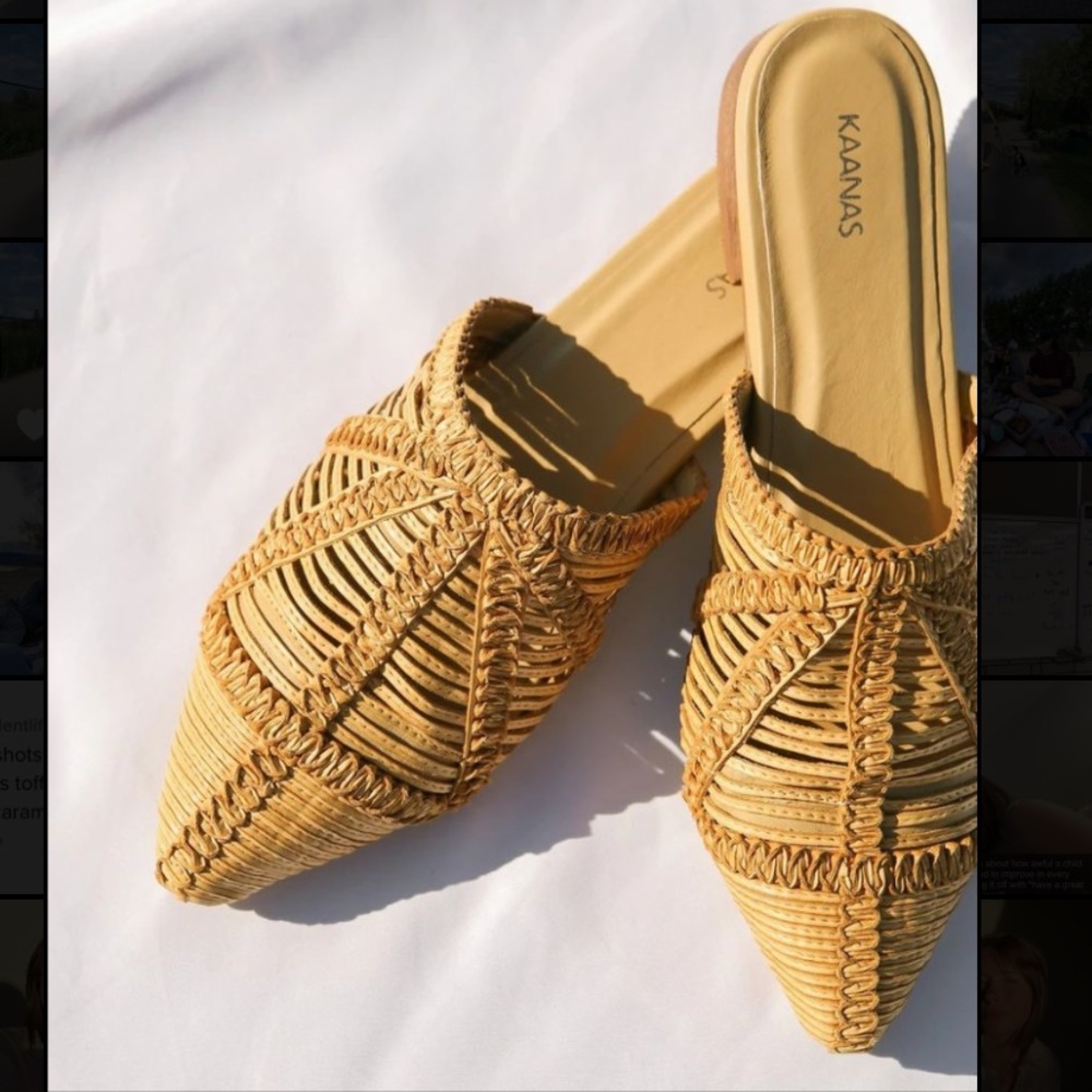 Madeira pointy basketweave mules